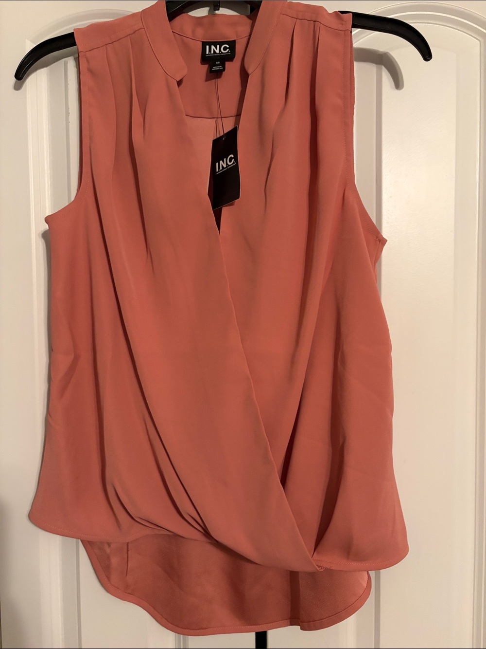 INC International Concepts Sleeveless Drape-Front Camisole in Coral